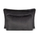 Chalk Doris Cushion - Fur- Charcoal- small oblong