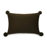 Chalk Pompom Oblong Cushion- Felt- Dark Olive