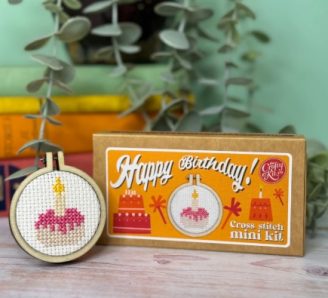 Happy Birthday Cake Mini Matchbox Cross Stitch Kit - The Crafty Kit Company