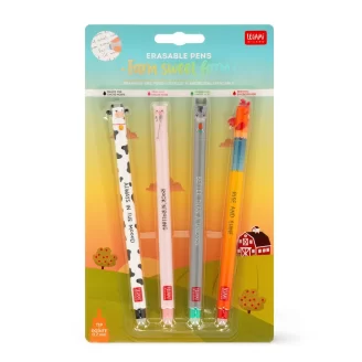 Legami Erasable Pens Set of 4 'Farm Sweet Farm'