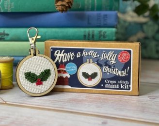Have a Holly Jolly Christmas! Mini Matchbox Christmas Cross Stitch Kit - The Crafty Kit Co