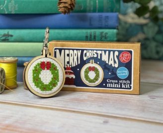 Merry Christmas Mini Matchbox Christmas Cross Stitch Kit - The Crafty Kit Co