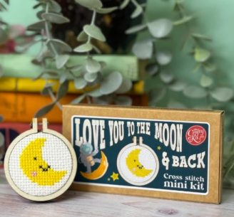Love You To The Moon And Back Mini Matchbox Cross Stitch Kit - The Crafty Kit Co