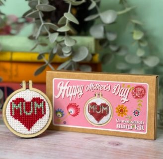 Happy Mother's Day Heart Mini Matchbox Cross Stitch Kit - The Crafty Kit Co