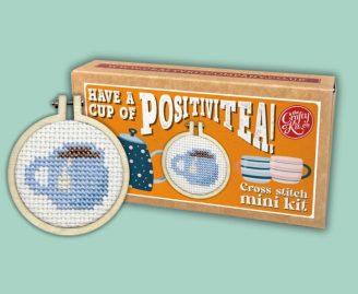 Have A Cup Of Positivitea Mini Matchbox Cross Stitch Kit - The Crafty Kit Co