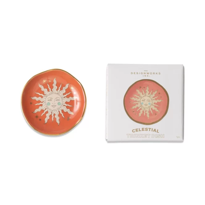 Designworks Ink Celestial Ceramic Trinket Dish - Terracotta Sun