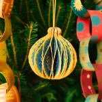 Yellow Bauble Honeycomb ornament by East End Press