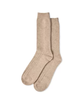 Chalk - Cashmere Rib Socks - Beige