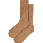 Chalk - Wool Cable Sock - Camel