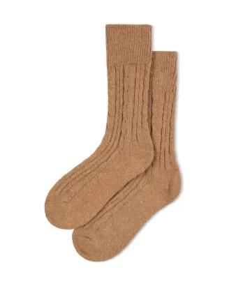 Chalk - Wool Cable Sock - Camel