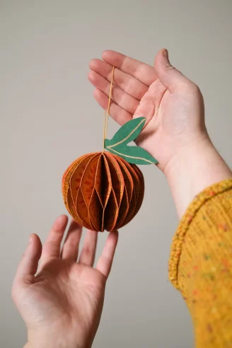 Orange Honeycomb ornament by East End Press