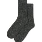 Chalk - Wool Rib Socks - Charcoal Fleck
