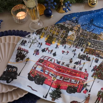 A London Christmas Tale Tea Towel by Victoria Eggs